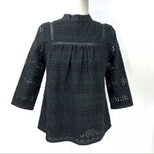 Vineyard Vines NWT Mock Neck Eyelet top black 12 Holiday